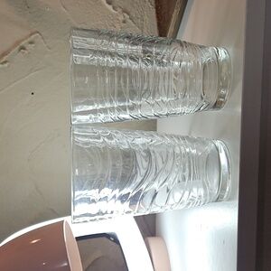 4 heavy clear glasses large tall